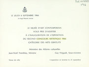 Recto du carton d’invitation de l’exposition Concours artistique du Québec 1966
