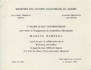 Recto du carton d’invitation de l’exposition Marcel Barbeau