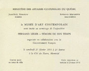 Recto du carton d’invitation de l’exposition Fernand Léger témoin de son temps