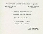 Recto du carton d’invitation de l’exposition PFFF… PAF, de Gilles Boisvert