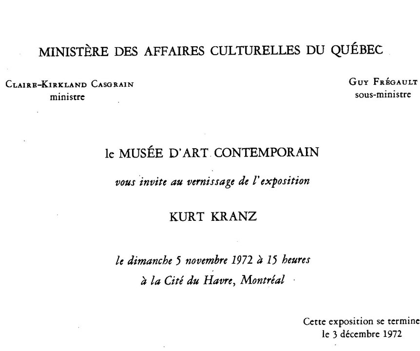 Recto du carton d’invitation de l’exposition Kurt Kranz : rétrospective Bauhaus et aujourd’hui. Séquences et objets pliés