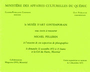 Recto du carton d’invitation de l’exposition Michel Pellerin