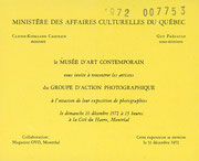 Recto du carton d’invitation de l’exposition Groupe d’action photographique