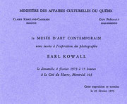 Recto du carton d’invitation de l’exposition Earl Kowall