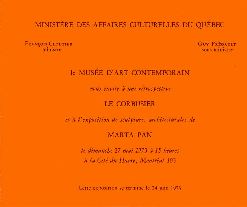 Recto du carton d’invitation de l’exposition Le Corbusier