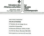 Recto du carton d’invitation de l’exposition Aquarelles de Colin Eathorne