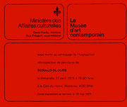 Recto du carton d’invitation de l’exposition Rétrospective Ronald Bloore