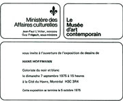 Recto du carton d’invitation de l’exposition Hans Hofmann : coloriste en blanc et noir