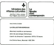 Recto du carton d’invitation de l’exposition La Collection Borduas