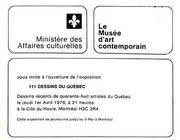 Recto du carton d’invitation de l’exposition Cent-onze dessins du Québec