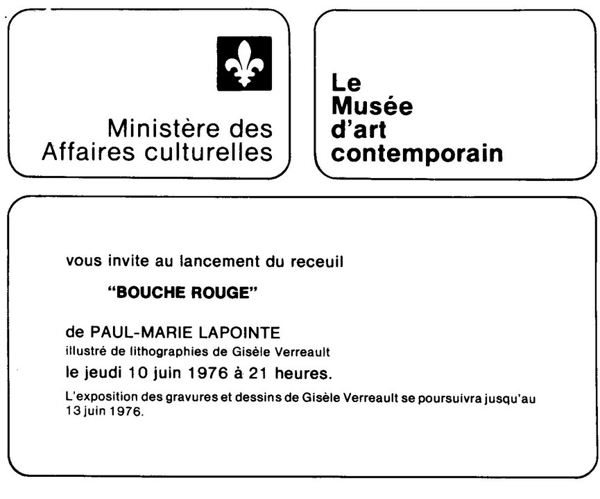 Recto du carton d’invitation de l’exposition Bouche rouge