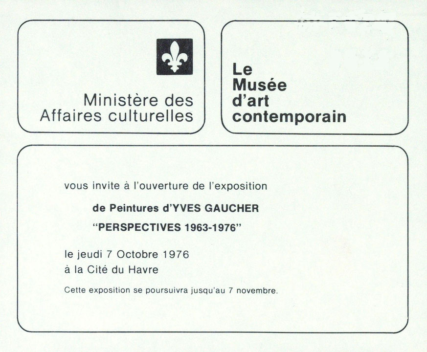 Recto du carton d’invitation de l’exposition Perspective 1963-1976