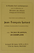 Affiche de l’événement Les Jeux de peinture, un exemplaire de Jean-François Lyotard