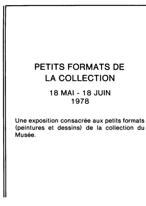 Recto du carton d’invitation de l’exposition Petits formats de la collection