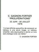 Recto du carton d’invitation de l’exposition Proliférations : Carmen Fortier