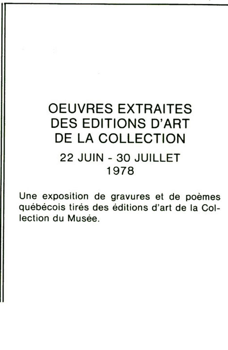 Recto du carton d’invitation de l’exposition Œuvres extraites des éditions d’art de la Collection