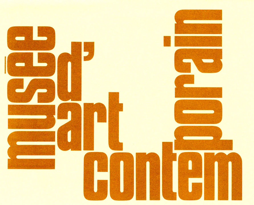 Recto du carton d’invitation de l’exposition 5 attitudes / 1963-1980 : Pierre Ayot, Gilles Boisvert, Cozic, Serge Lemoyne, Serge Tousignant