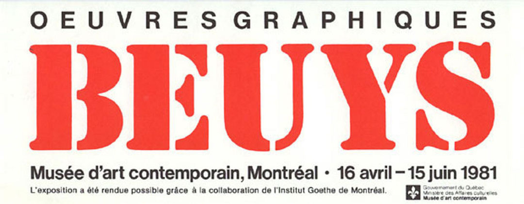 Recto du carton d’invitation de l’exposition Œuvres graphiques de Joseph Beuys