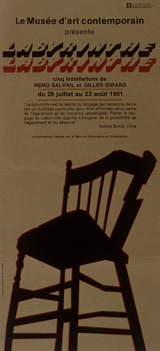 Affiche de l’exposition Labyrinthe : cinq installations de Gilles Girard et Reno Salvail