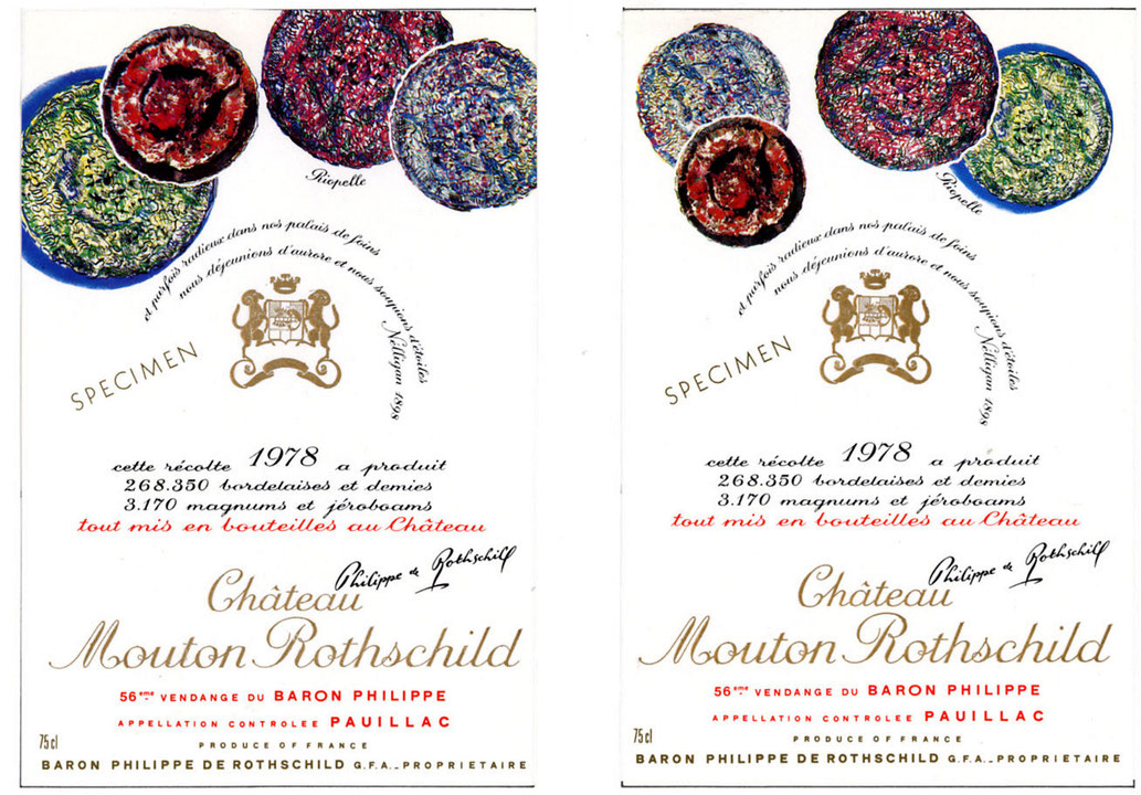 Recto du carton d’invitation de l’exposition Collection Château Mouton Rothschild 1945-1978