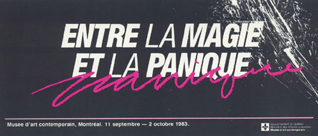 Recto du carton d’invitation de l’exposition Entre la magie et la panique