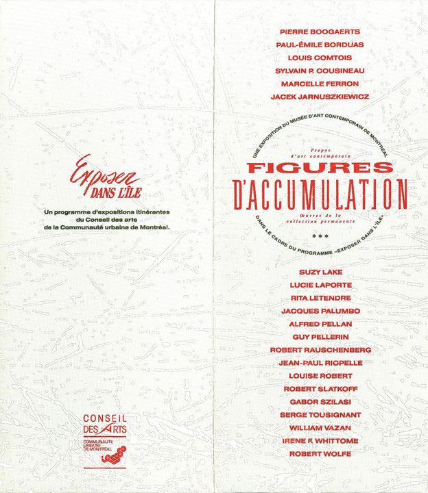 Recto du carton d’invitation de l’exposition Propos d’art contemporain : Figures d’accumulation