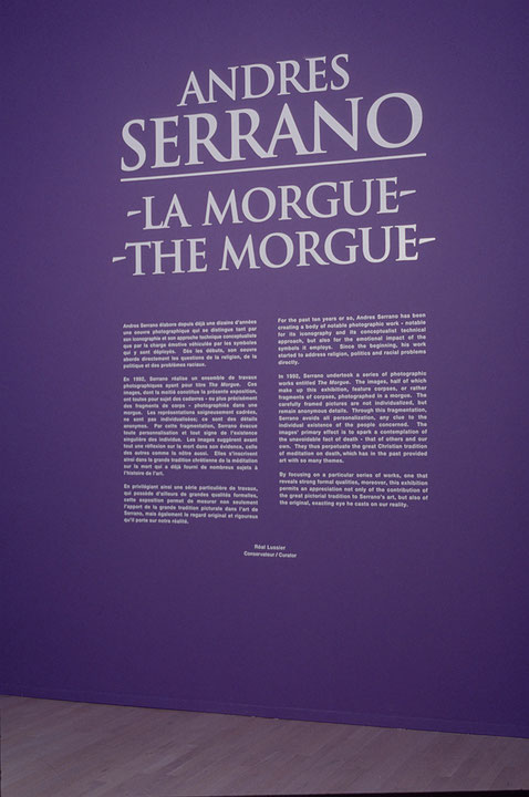 Vue de salle de l’exposition Andres Serrano : La Morgue (Afficher en plein écran)