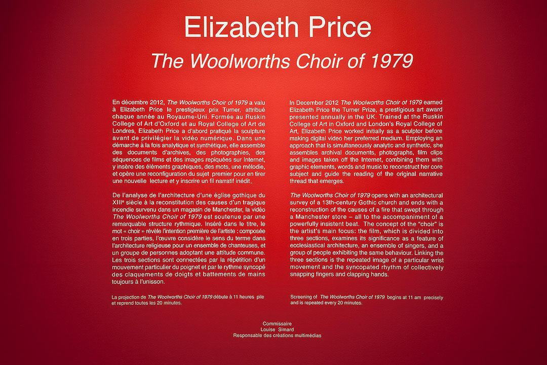 Vue de salle de l’exposition Elizabeth Price: The Woolworths Choir of 1979 (Afficher en plein écran)