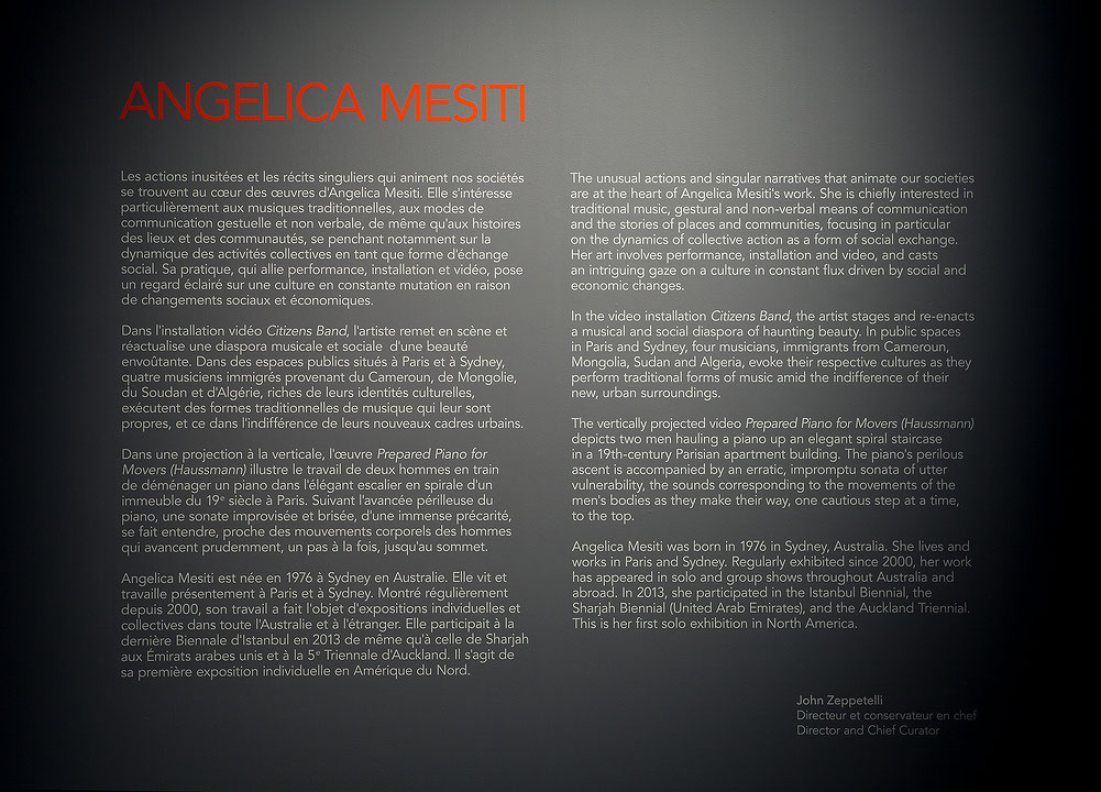 Vue de salle de l’exposition Angelica Mesiti (Afficher en plein écran)