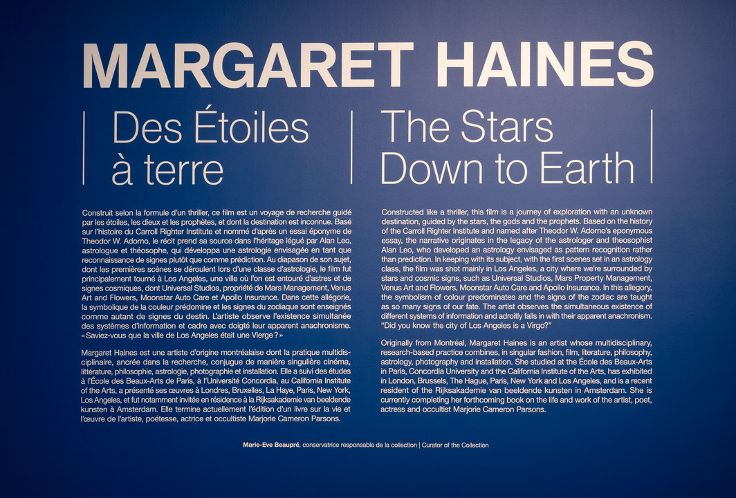 Vue de salle de l’exposition Margaret Haines : The Stars Down to Earth [Des Étoiles à terre] (Afficher en plein écran)