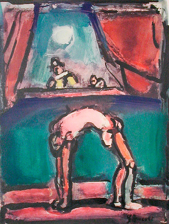 Photo de l’œuvre Acrobate (tirée de l’album « Divertissement », 1943) de Georges Rouault (Afficher en plein écran)