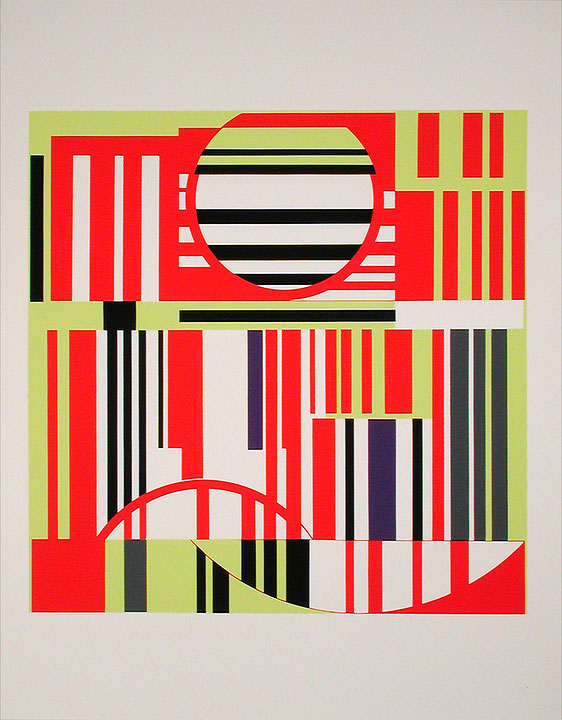 Photo de l’œuvre Kadenz gelb-rot-violett (tirée de l’album « Kompositionem », 1963) de Günter Fruhtrunk (Afficher en plein écran)