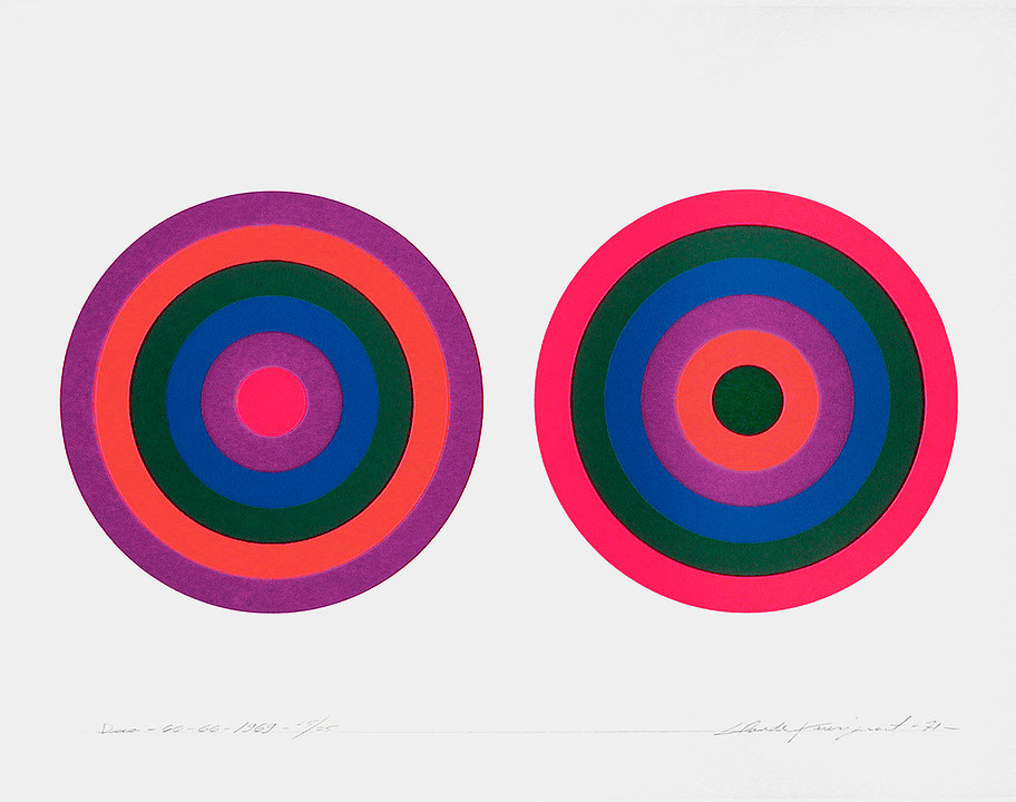 Photo de l’œuvre Duo-66-66, 1969 (tirée de l’album « Sans titre », 1971) de Claude Tousignant (Afficher en plein écran)