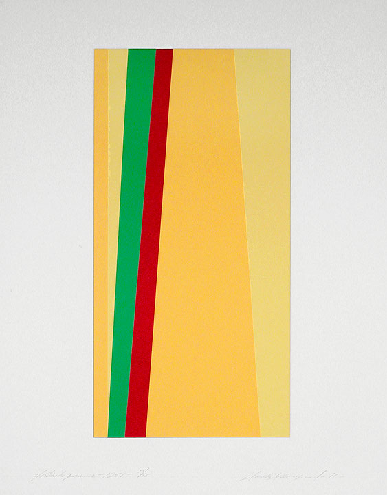Photo de l’œuvre Verticales jaunes 1958 (tirée de l’album « Sans titre », 1971) de Claude Tousignant (Afficher en plein écran)