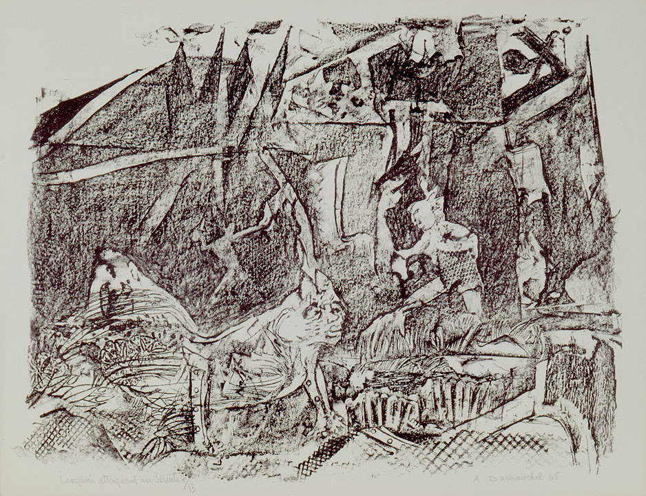 Photo de l’œuvre Iroquois attaquant un Jésuite de Albert Dumouchel (Afficher en plein écran)