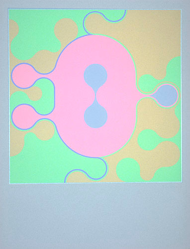 Photo de l’œuvre Géminigoutte en cellule (tirée de l’album « Sérigouttes », 1970) de André Théroux (Afficher en plein écran)