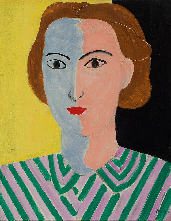 Photo de l’œuvre Portrait au visage rose et bleu de Henri Matisse (Afficher en plein écran)