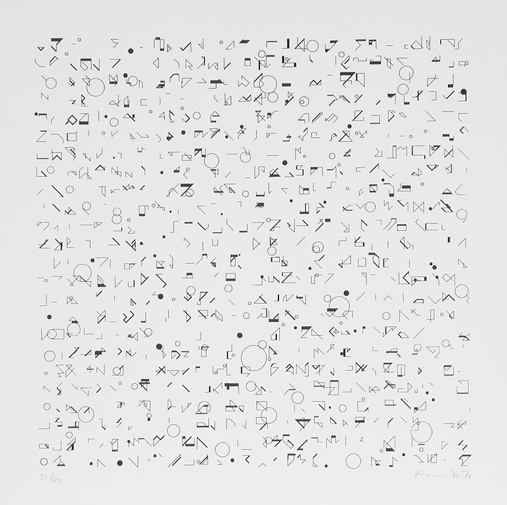 Photo de l’œuvre Sans titre (tirée de l’album « Scratch Code », 1976) de Manfred Mohr (Afficher en plein écran)