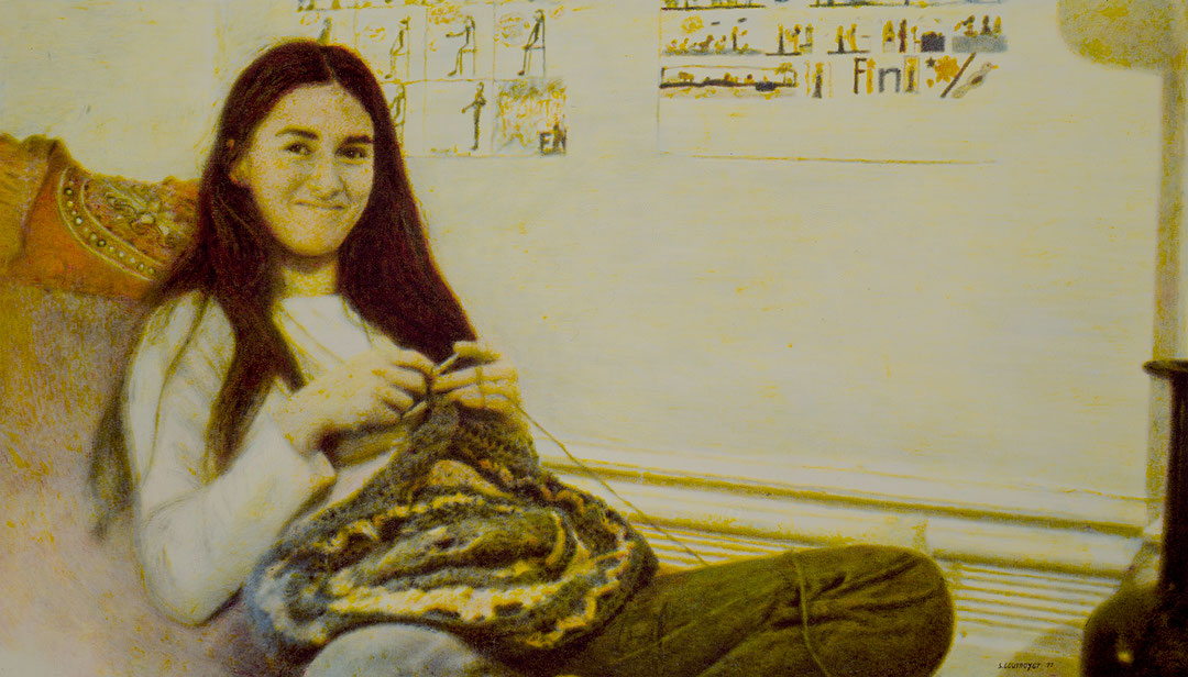 Photo de l’œuvre La Tricoteuse heureuse de Serge Cournoyer (Afficher en plein écran)
