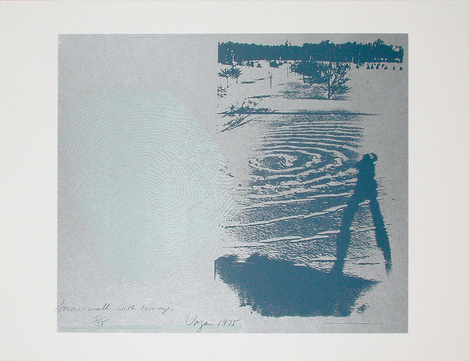 Photo de l’œuvre Snow-Walk with Two Eyes (tirée de l’album « Workshop », 1975 - 1976) de Bill Vazan (Afficher en plein écran)