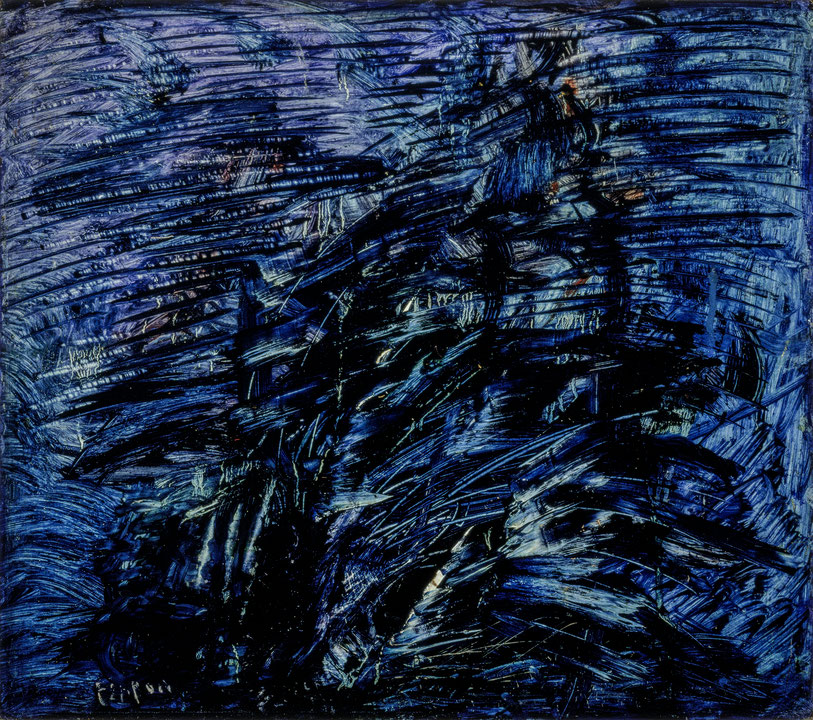 Photo de l’œuvre Composition en bleu de Marcelle Ferron (Afficher en plein écran)