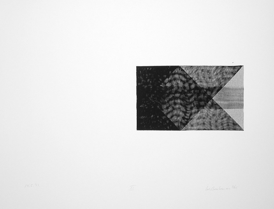 Photo de l’œuvre Pliage XI (tirée de l’album « Pliages », 1977) de Luc Bourbonnais (Afficher en plein écran)