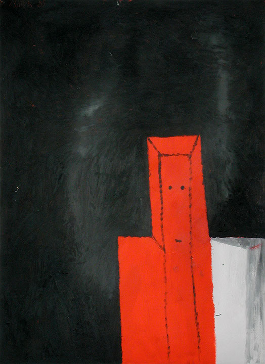 Photo de l’œuvre Squared Red and White Man de John Frank Marok (Afficher en plein écran)