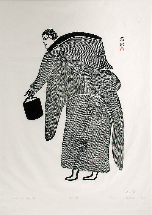 Photo de l’œuvre Woman with Water Pail de ᐃᓕᓱᓯ Eleeshushe Parr (Afficher en plein écran)
