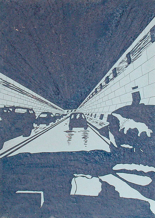 Photo de l’œuvre [Planche pour l’estampe no 1 de l’album « Taxicologie », 1983] de Aline Carreau (Afficher en plein écran)