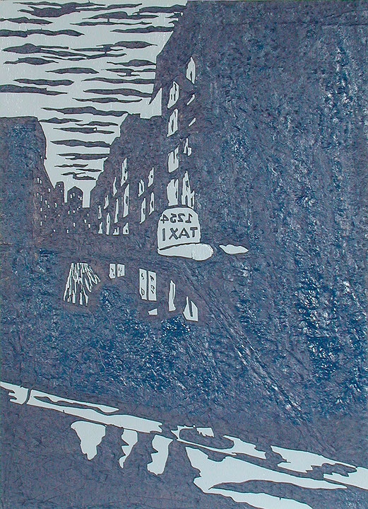 Photo de l’œuvre [Planche pour l’estampe no 2 de l’album « Taxicologie », 1983] de Aline Carreau (Afficher en plein écran)