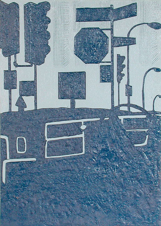 Photo de l’œuvre [Planche pour l’estampe no 3 de l’album « Taxicologie », 1983] de Aline Carreau (Afficher en plein écran)