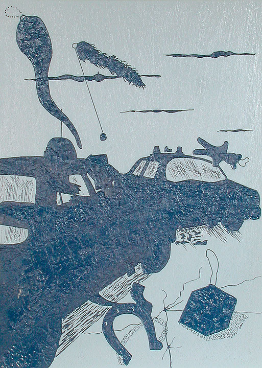 Photo de l’œuvre [Planche pour l’estampe no 5 de l’album « Taxicologie », 1983] de Aline Carreau (Afficher en plein écran)