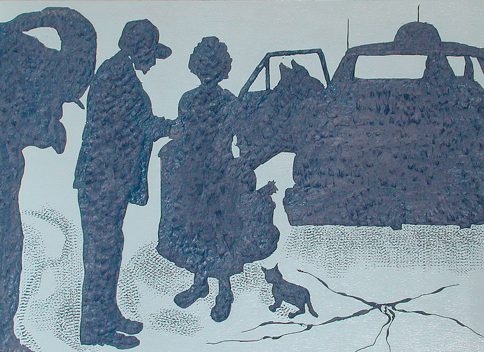 Photo de l’œuvre [Planche pour l’estampe no 9 de l’album « Taxicologie », 1983] de Aline Carreau (Afficher en plein écran)