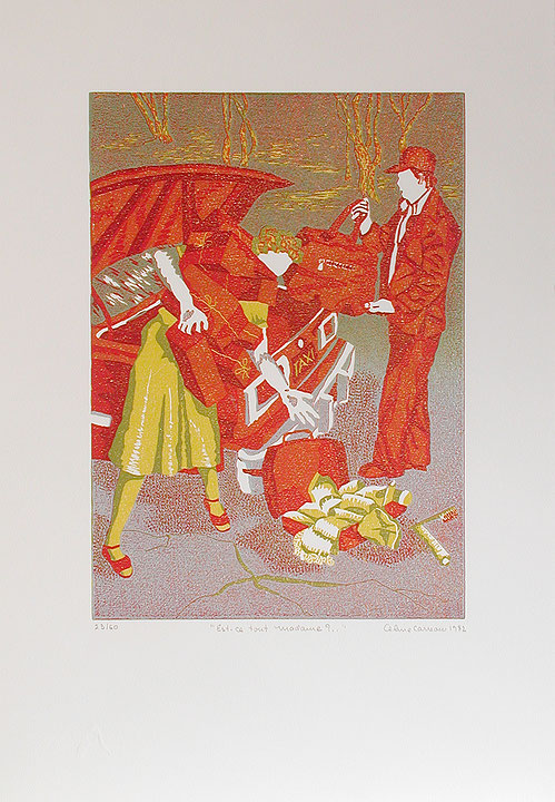 Photo de l’œuvre Est-ce tout madame ?… (tirée de l’album « Taxicologie », 1983) de Aline Carreau (Afficher en plein écran)